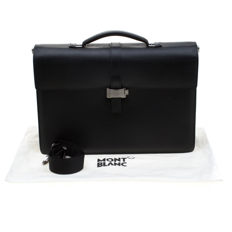 Pre Owned Montblanc Black Leather 4810 Westside Single Gusset Briefcase 