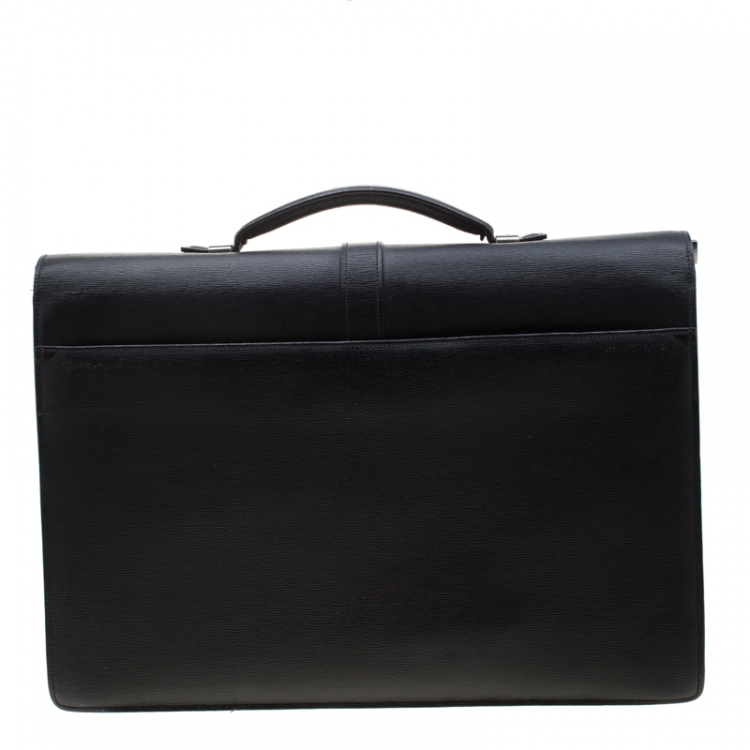Pre Owned Montblanc Black Leather 4810 Westside Single Gusset Briefcase 