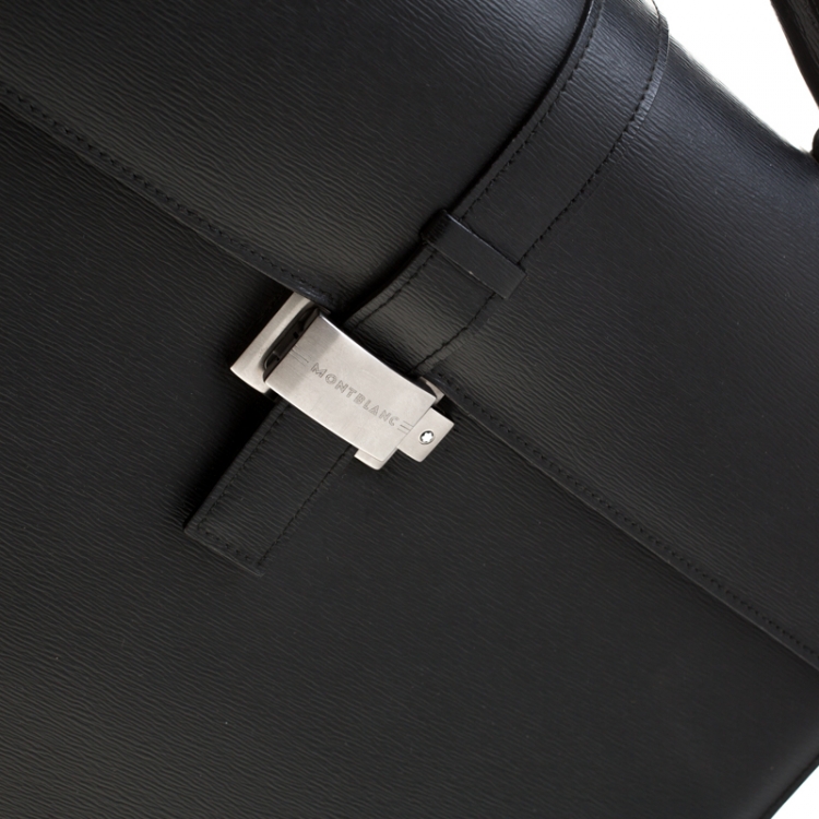 Pre Owned Montblanc Black Leather 4810 Westside Single Gusset Briefcase 