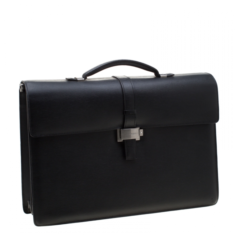 Pre Owned Montblanc Black Leather 4810 Westside Single Gusset Briefcase 