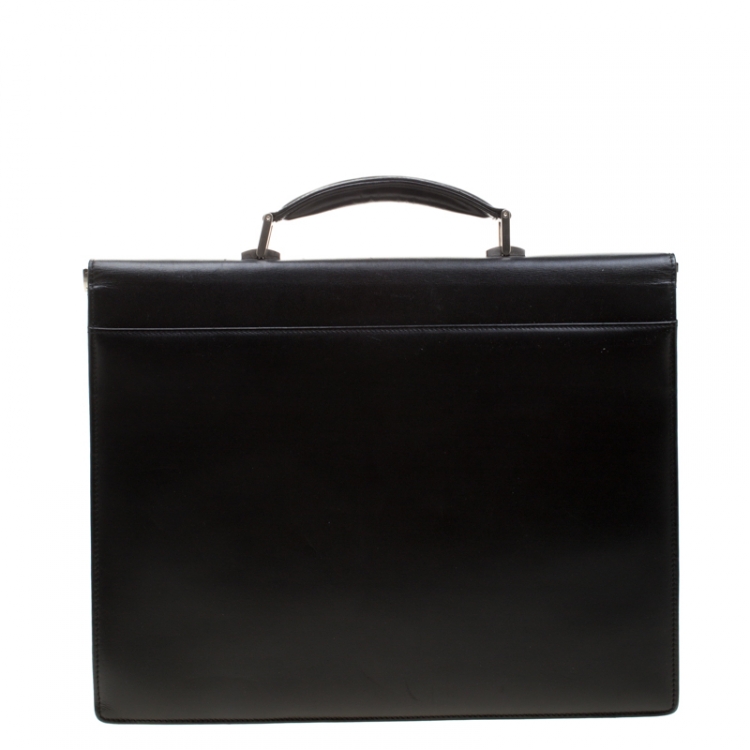 Pre Owned MontBlanc Black Leather Meisterstuck Single Gusset Briefcase