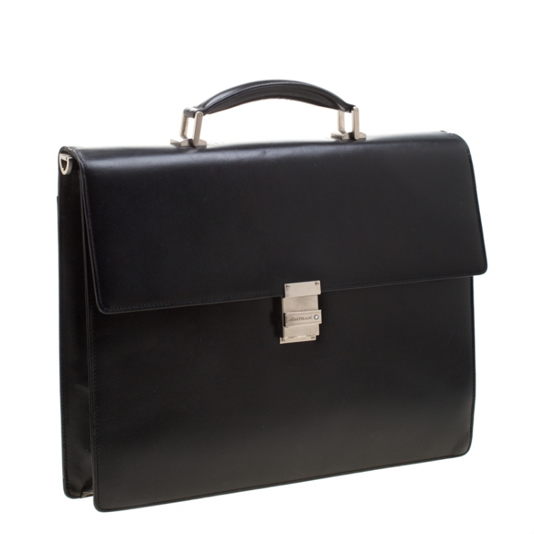 Pre Owned MontBlanc Black Leather Meisterstuck Single Gusset Briefcase