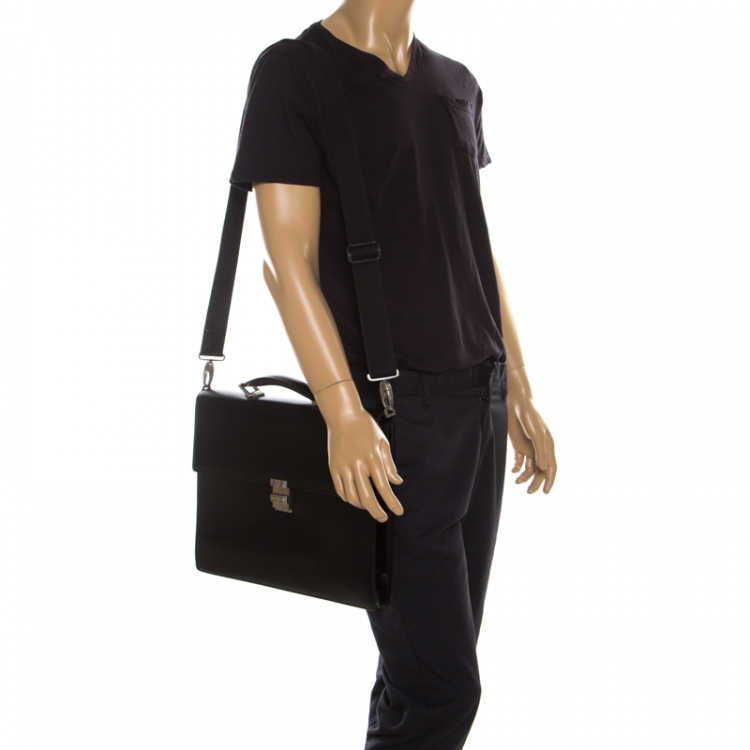 Pre Owned MontBlanc Black Leather Meisterstuck Single Gusset Briefcase