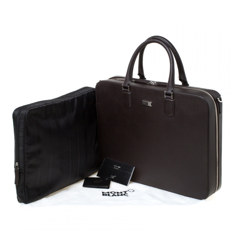 Pre Owned Montblanc Dark Brown Leather Briefcase 