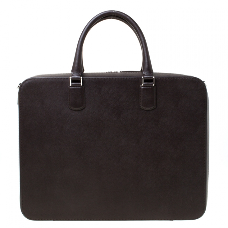 Pre Owned Montblanc Dark Brown Leather Briefcase 