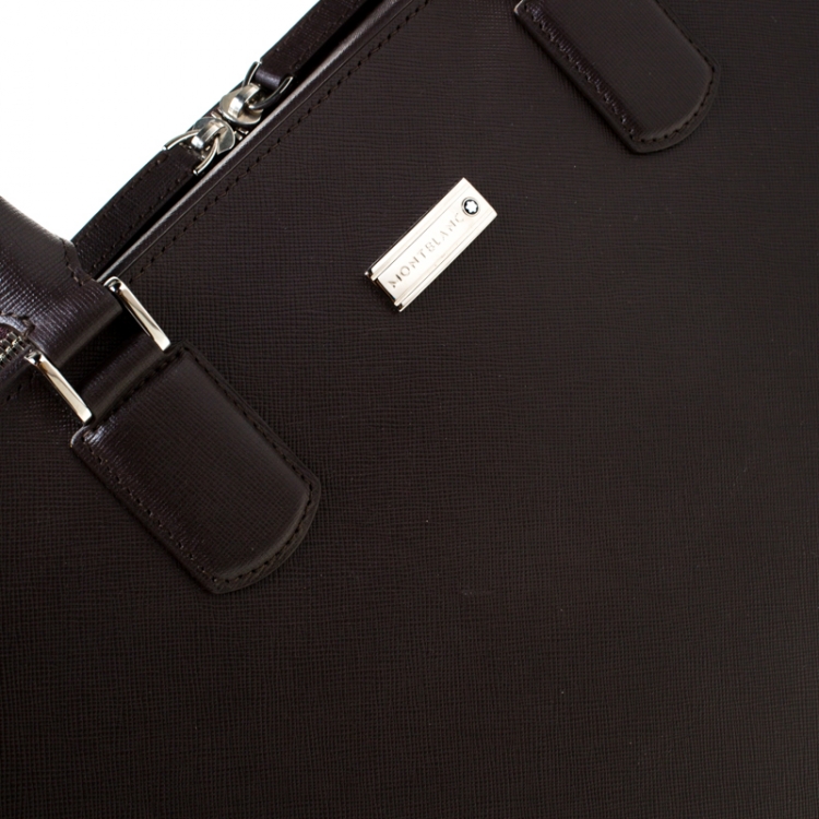 Pre Owned Montblanc Dark Brown Leather Briefcase 