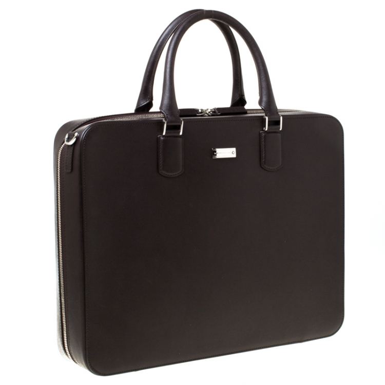 Pre Owned Montblanc Dark Brown Leather Briefcase 