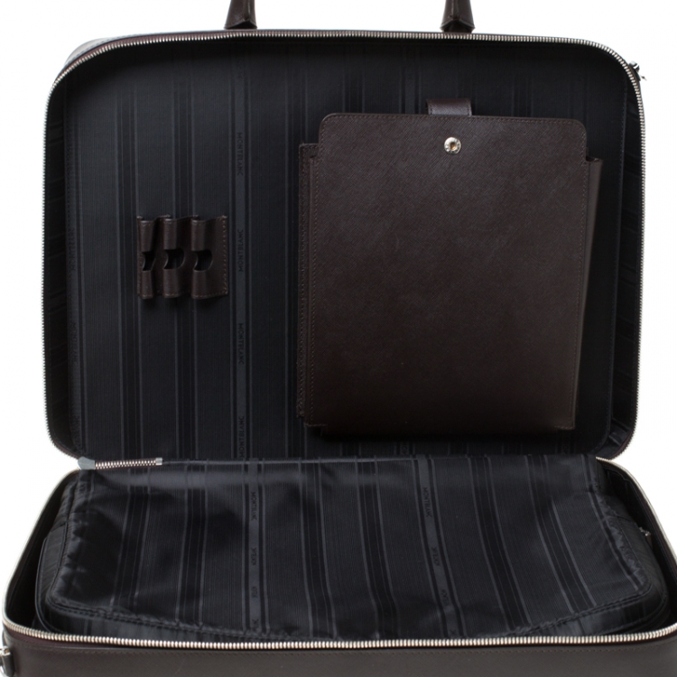 Pre Owned Montblanc Dark Brown Leather Briefcase 
