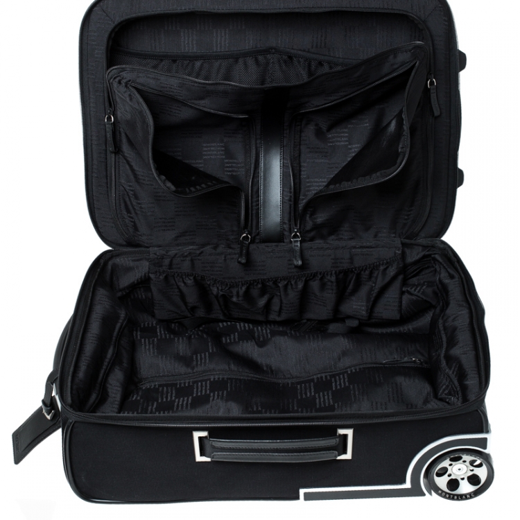 Pre Owned Montblanc Black Fabric and Leather Nightflight Trolley On-board Travel Bag