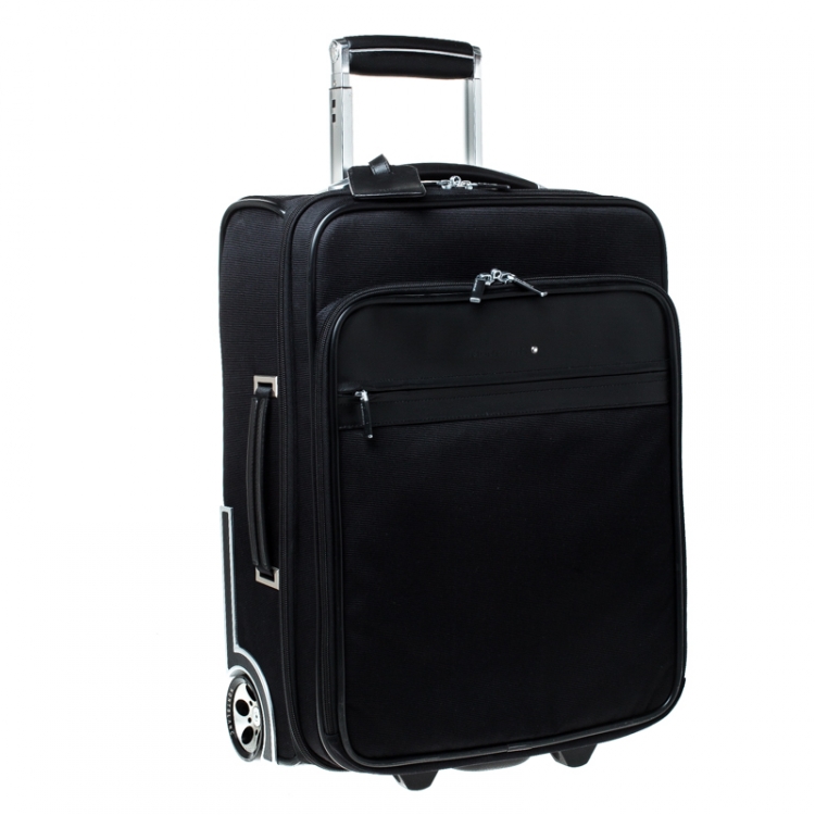 Pre Owned Montblanc Black Fabric and Leather Nightflight Trolley On-board Travel Bag