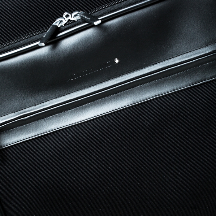 Pre Owned Montblanc Black Fabric and Leather Nightflight Trolley On-board Travel Bag