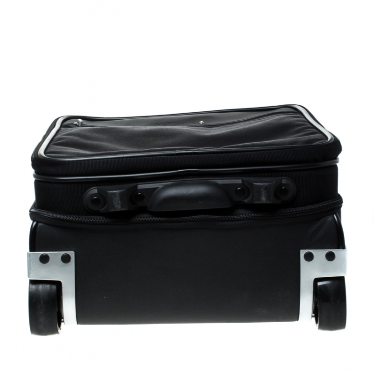 Pre Owned Montblanc Black Fabric and Leather Nightflight Trolley On-board Travel Bag