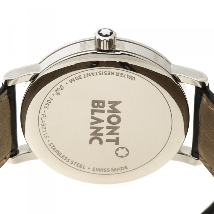 Pre Owned Montblanc Black Stainless Steel Pix 7045 Men's Wristwatch 38 mm