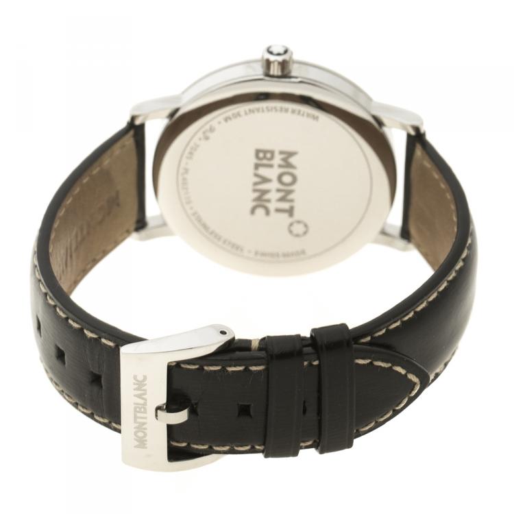 Pre Owned Montblanc Black Stainless Steel Pix 7045 Men's Wristwatch 38 mm