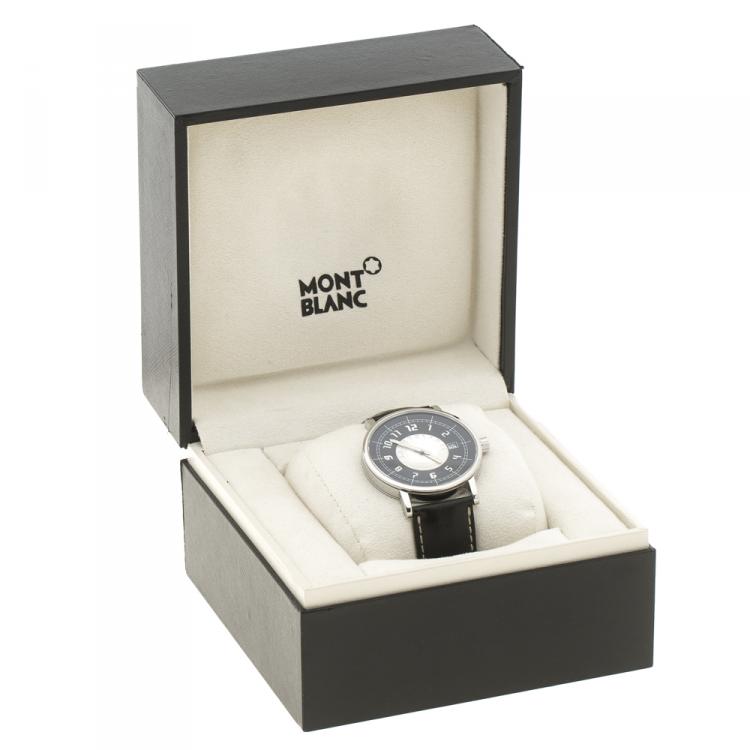Pre Owned Montblanc Black Stainless Steel Pix 7045 Men's Wristwatch 38 mm