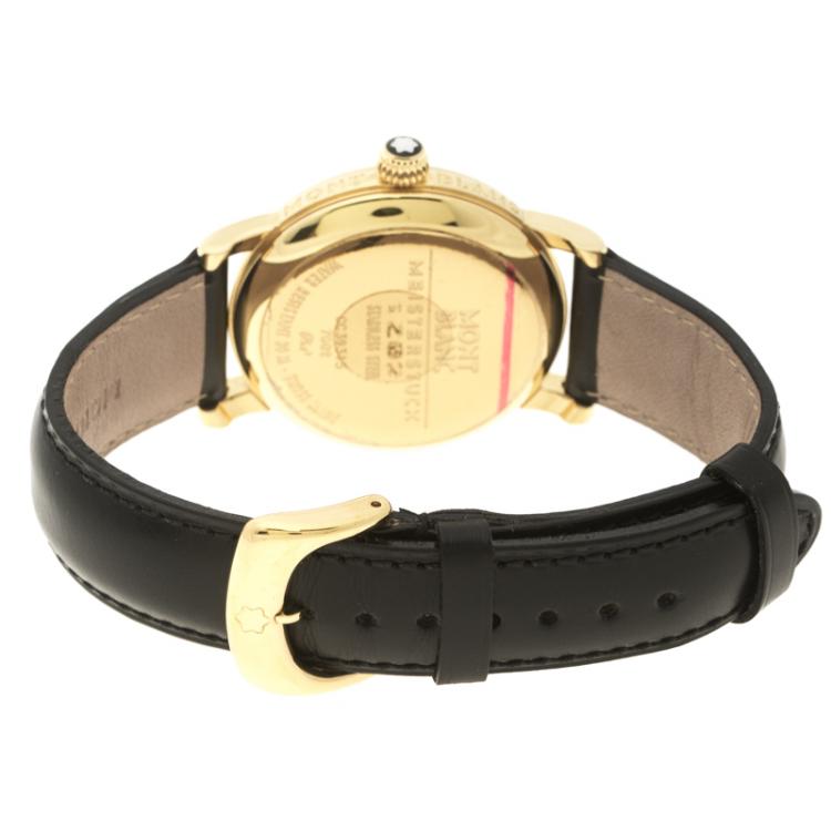 Pre Owned MontBlanc White Gold Plated Stainless Steel Star 7002 Pix Men's Wristwatch 36 mm