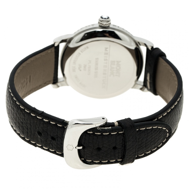 Pre Owned MontBlanc Silver White Stainless Steel Meisterstuck Star 7042 Men's Wristwatch 36 mm