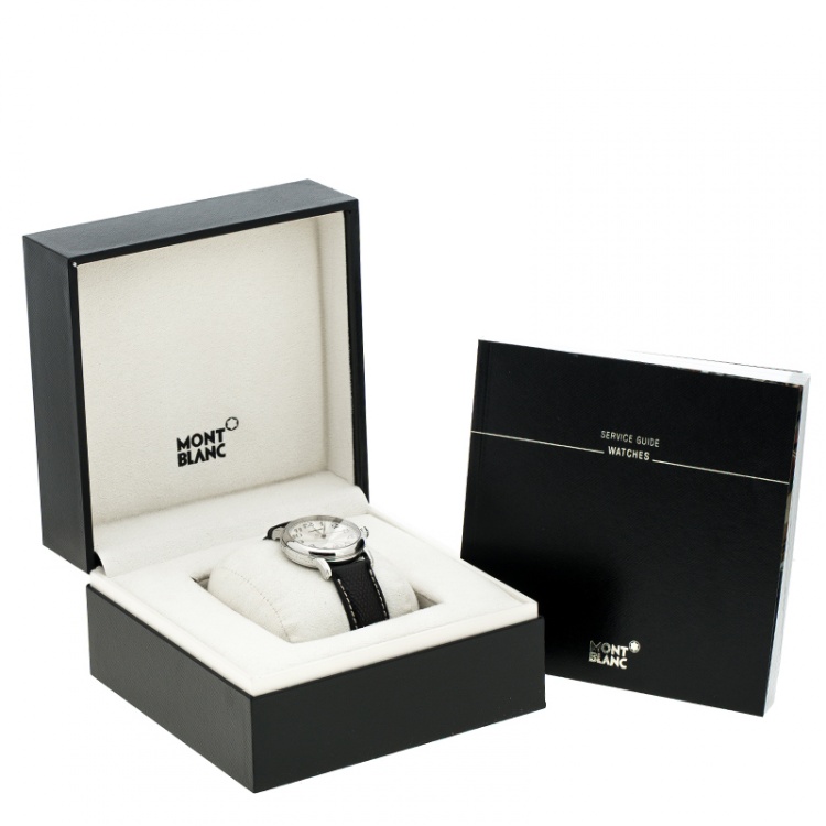Pre Owned MontBlanc Silver White Stainless Steel Meisterstuck Star 7042 Men's Wristwatch 36 mm