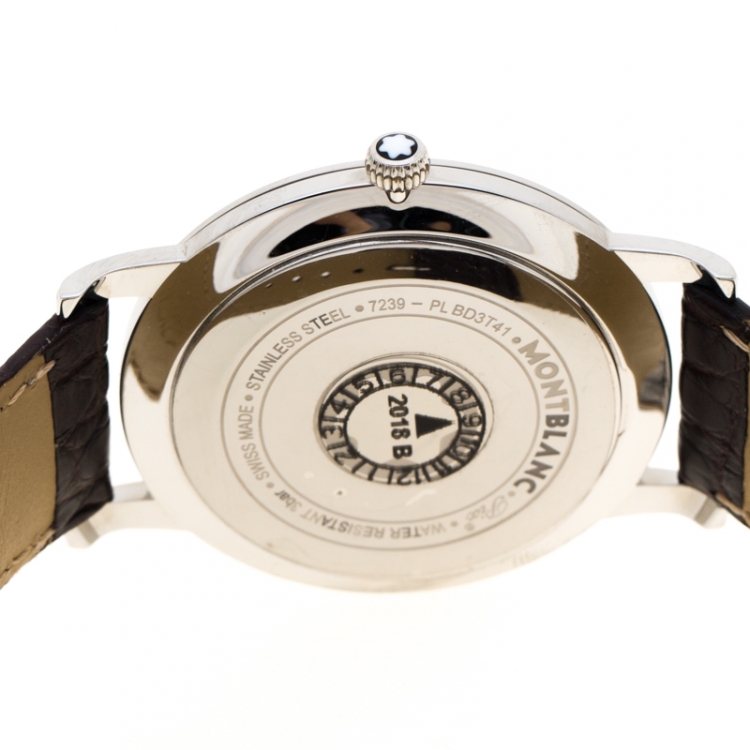 Pre Owned Montblanc Silver Grey Stainless Steel Star Classique 108770 Men's Wristwatch 39 mm