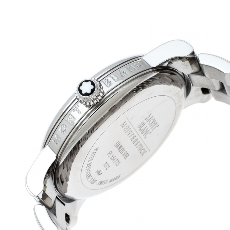 Pre Owned Montblanc Black Stainless Steel Star 7072 Men's Wristwatch 40 mm