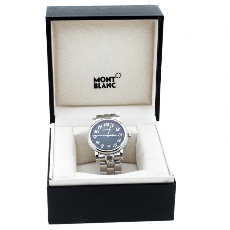 Pre Owned Montblanc Black Stainless Steel Star 7072 Men's Wristwatch 40 mm