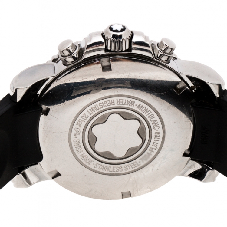 Pre Owned  Montblanc Black Stainless Steel Sport XXL Chronograph 7034 Men's Wristwatch 41 mm