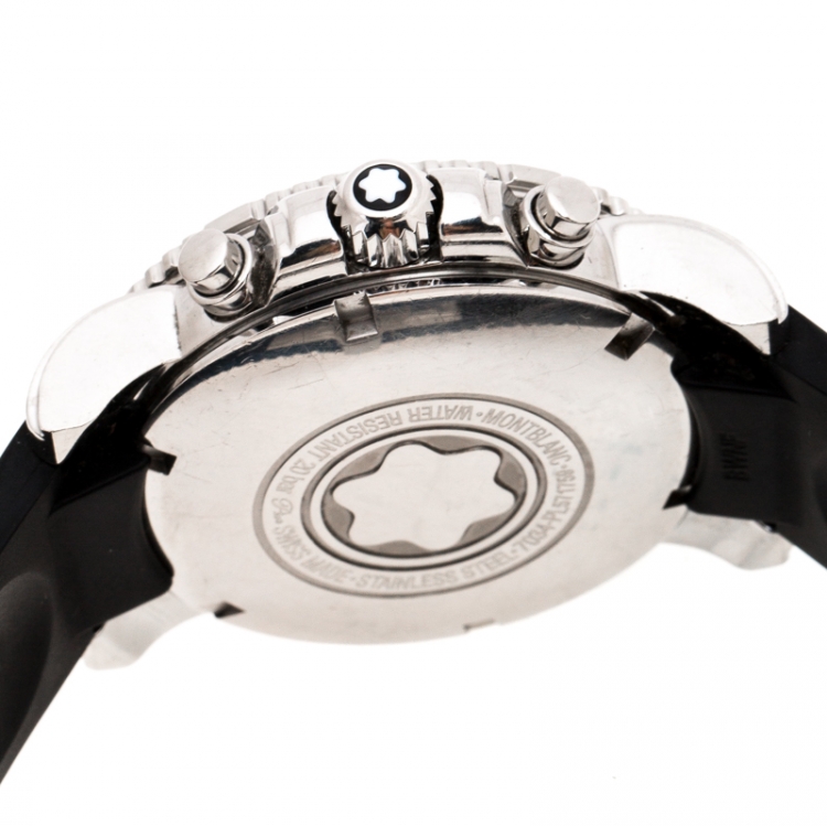 Pre Owned  Montblanc Black Stainless Steel Sport XXL Chronograph 7034 Men's Wristwatch 41 mm