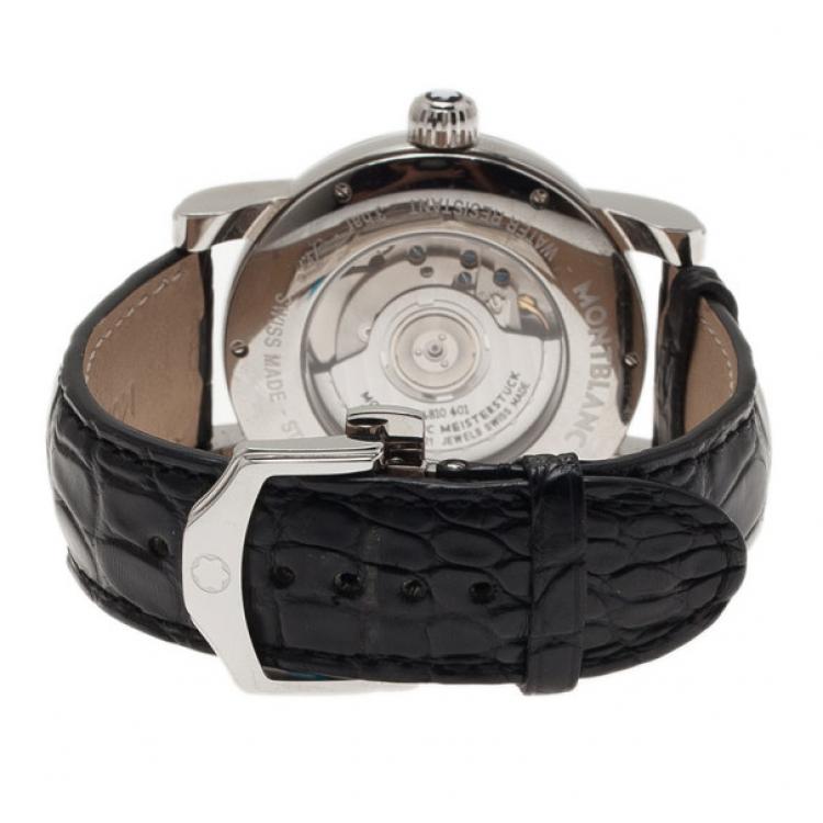 Pre Owned Montblanc Cream Stainless Steel Men's Wristwatch 41MM