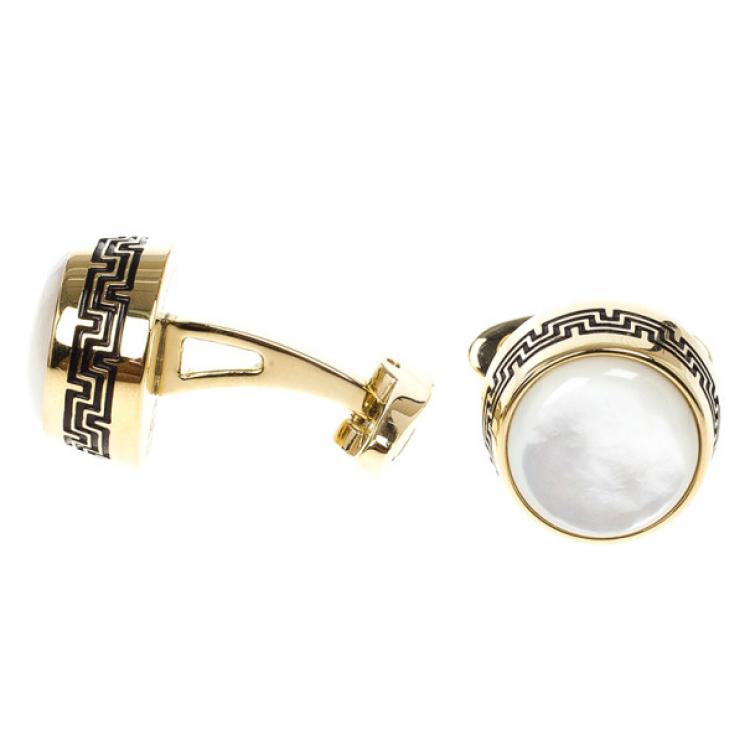 Pre Owned Montegrappa Gold Plated and Mother of Pearls Cufflink