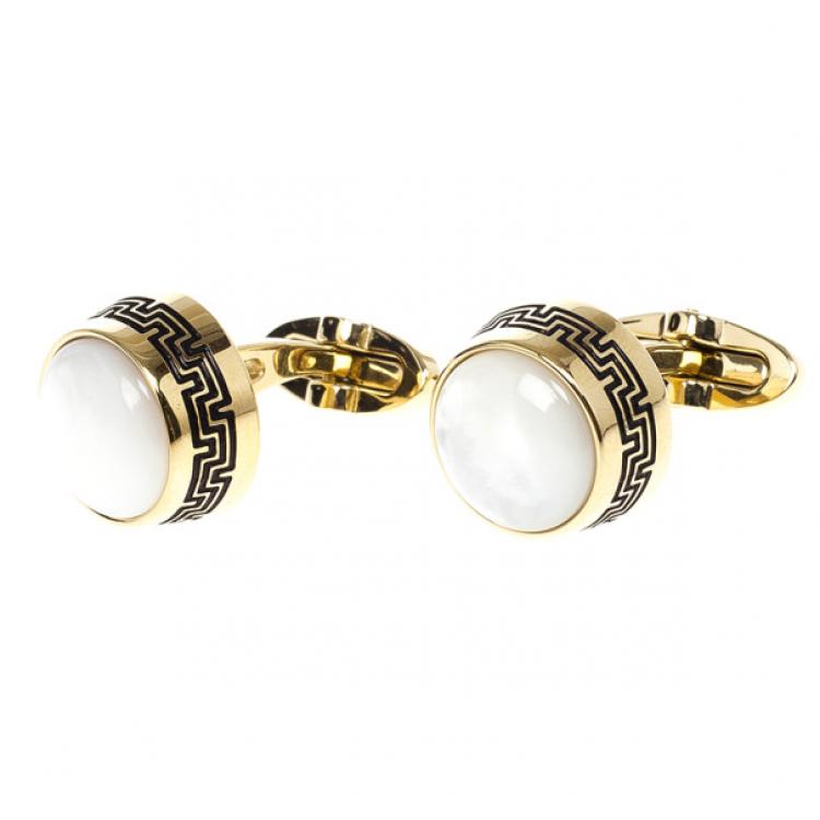 Pre Owned Montegrappa Gold Plated and Mother of Pearls Cufflink