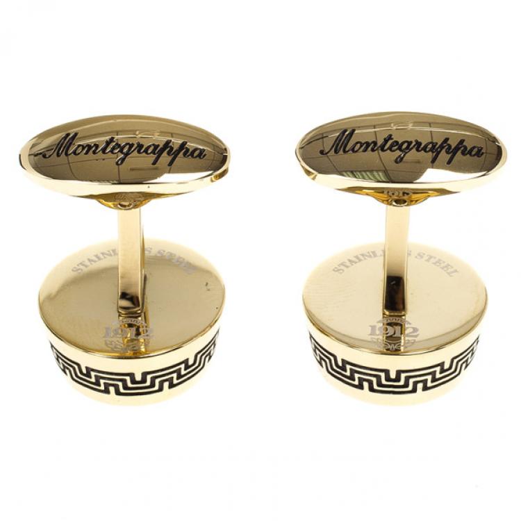 Pre Owned Montegrappa Gold Plated and Mother of Pearls Cufflink