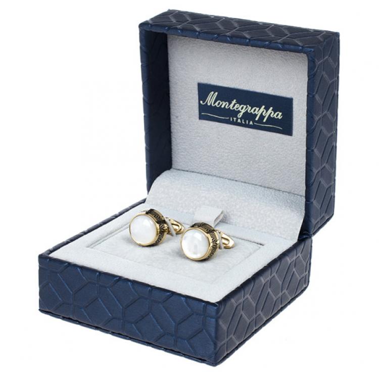 Pre Owned Montegrappa Gold Plated and Mother of Pearls Cufflink