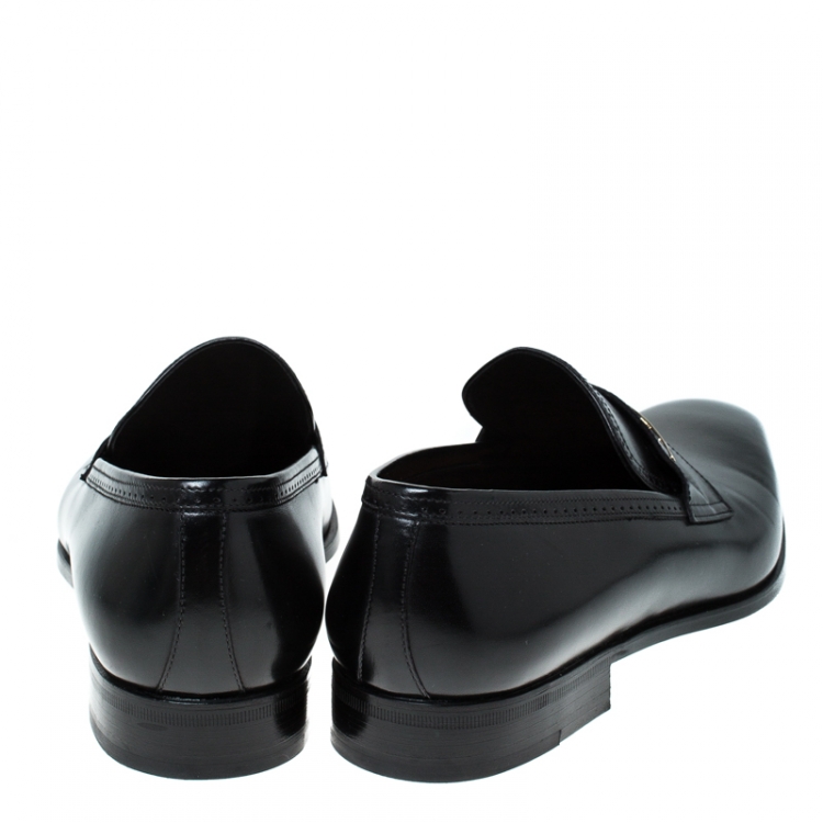 Pre Owned Moreschi Black Leather Penny Slip On Loafers Size 43