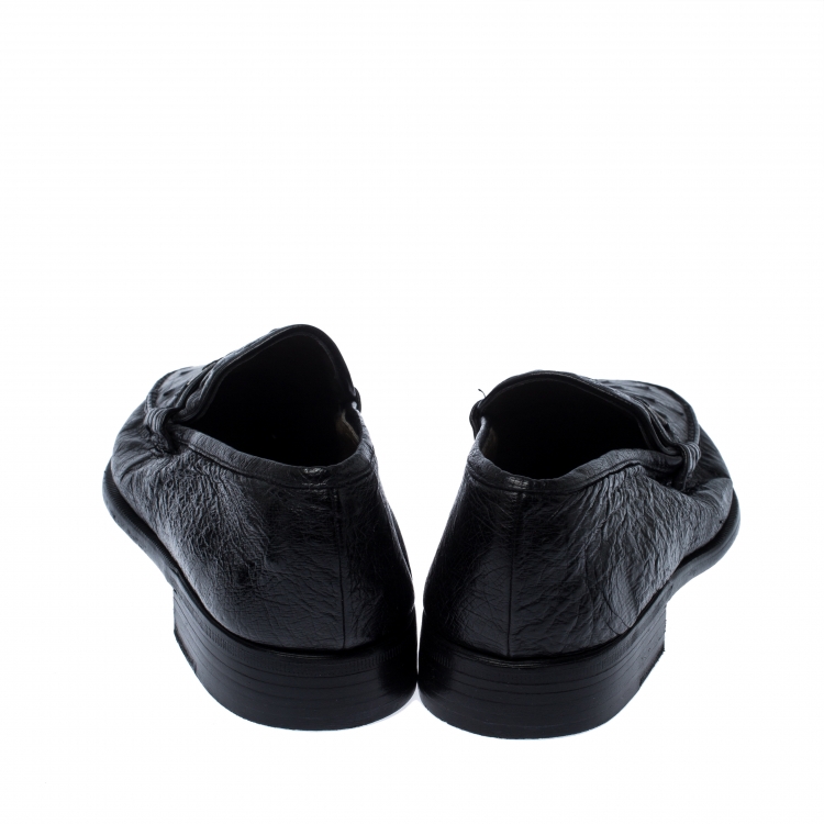 Pre Owned Moreschi Black Ostrich and Leather Loafers Size 41