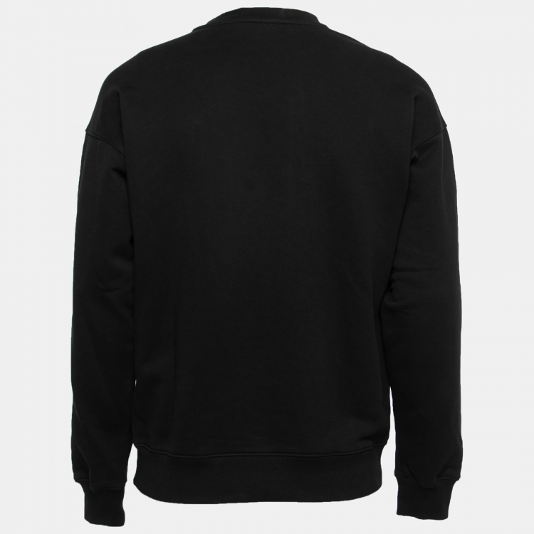 Pre Owned Moschino Couture Black Cotton Logo Applique Detail Sweatshirt S