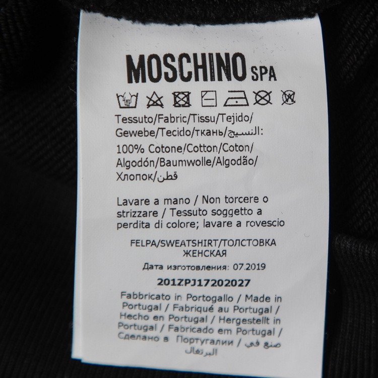 Pre Owned Moschino Couture Black Cotton Logo Applique Detail Sweatshirt S