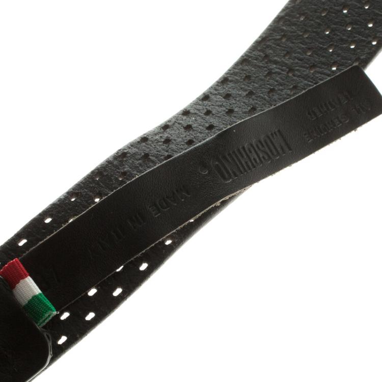 Pre Owned Moschino Black Perforated Leather Belt 120cm