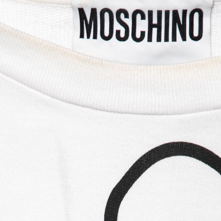 Pre Owned Moschino White Bear Printed Long Sleeve Crew Neck Sweatshirt M