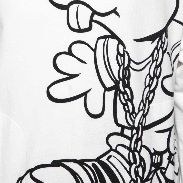 Pre Owned Moschino White Bear Printed Long Sleeve Crew Neck Sweatshirt M