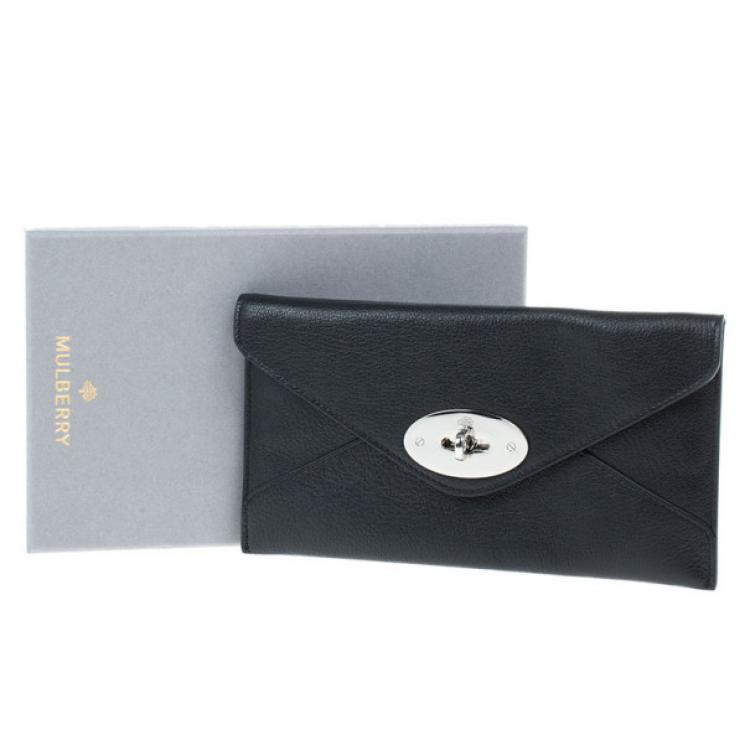 Pre Owned Mulberry Black Leather Envelope Wallet