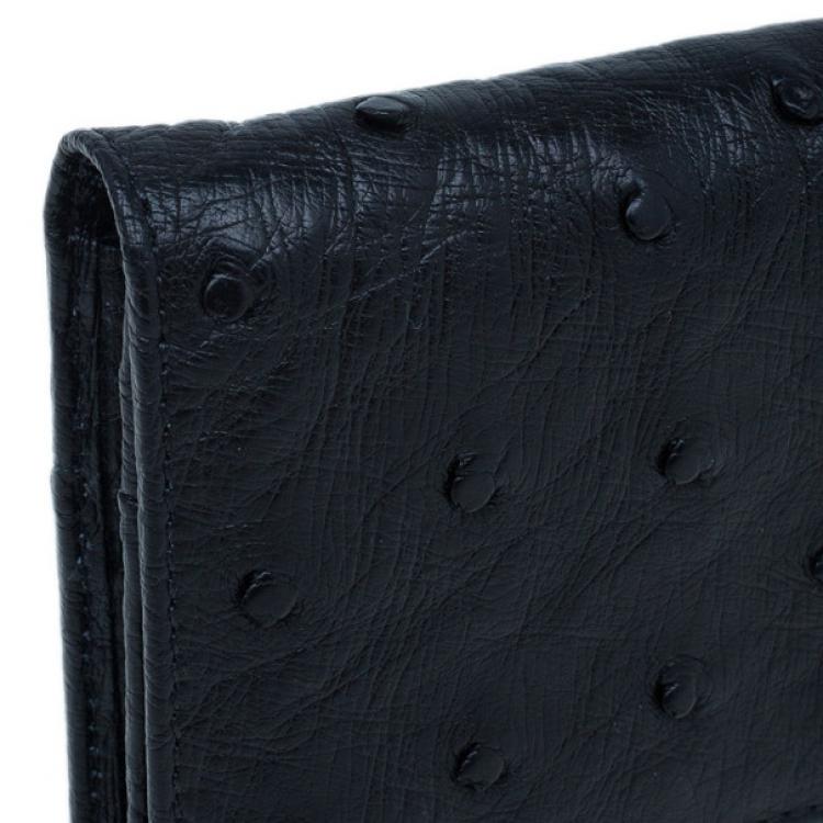 Pre Owned Mulberry Black Ostrich Continental Wallet