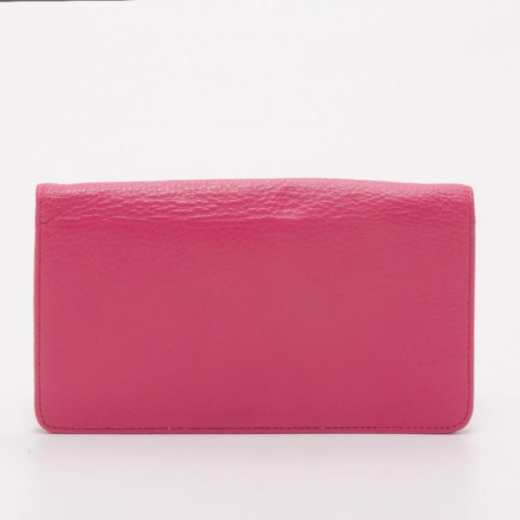 Pre Owned Mulberry Pink Leather Postman's Lock Continental Wallet 