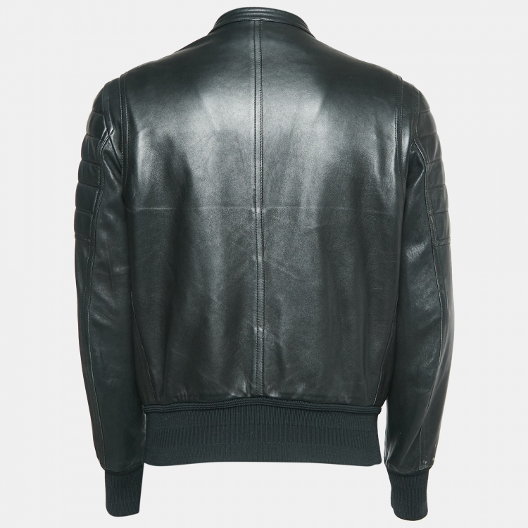 Pre Owned Neil Barrett Black Leather Zip-Up Skinny Fit  Jacket M