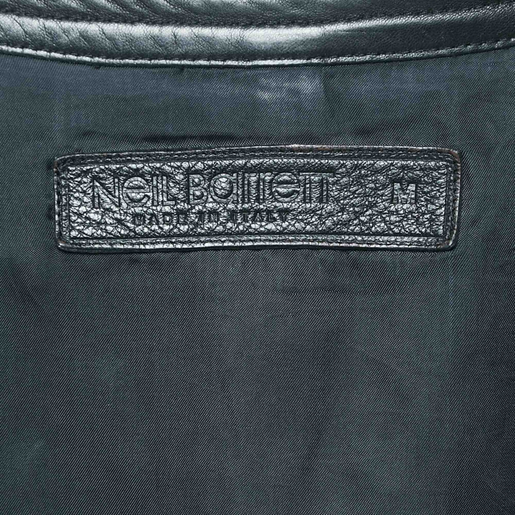 Pre Owned Neil Barrett Black Leather Zip-Up Skinny Fit  Jacket M