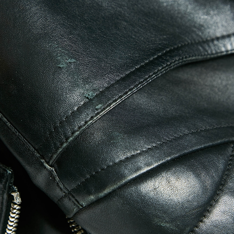 Pre Owned Neil Barrett Black Leather Zip-Up Skinny Fit  Jacket M