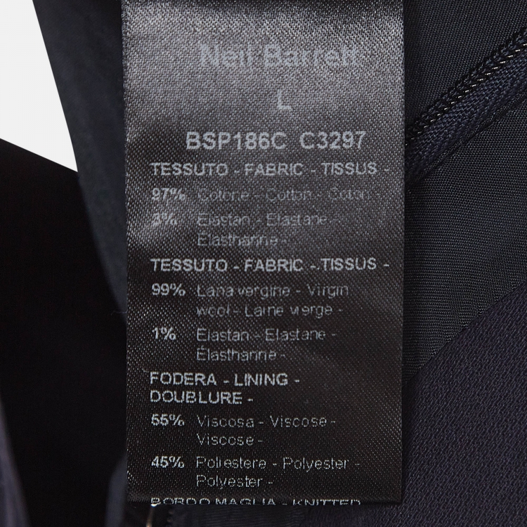 Pre Owned Neil Barrett Navy And Black Virgin Wool Layered Long Coat L