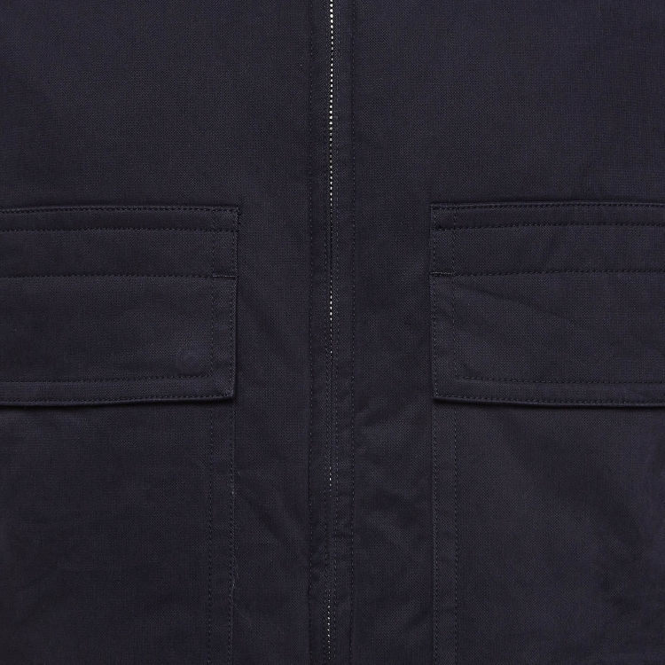 Pre Owned Neil Barrett Navy And Black Virgin Wool Layered Long Coat L