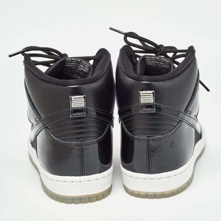 Pre Owned Nike Black Patent Leather and Mesh SB Dunk High Space Jam Sneakers Size 44