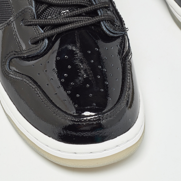 Pre Owned Nike Black Patent Leather and Mesh SB Dunk High Space Jam Sneakers Size 44