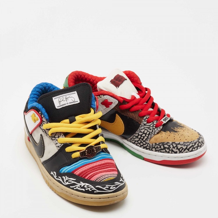 Pre Owned Nike SB Dunk Multicolor Leather  Low Top What The Paul Sneakers Size 42